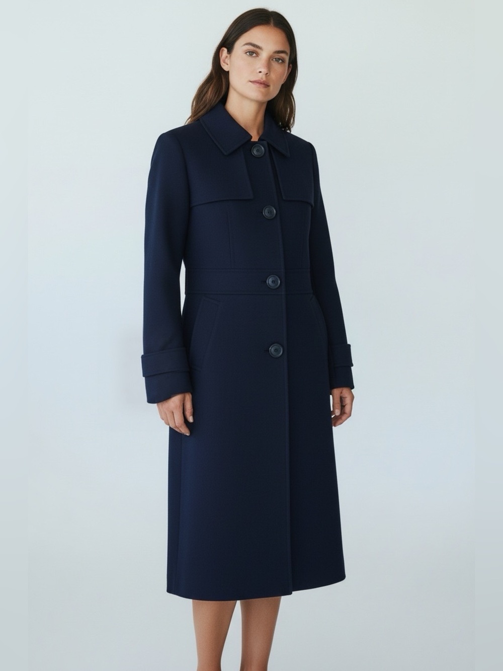 Armani Exchange Navy Long Trench Coat